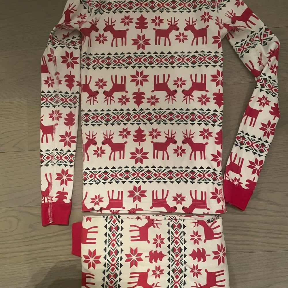 Festive Red and White Reindeer Pajama Set